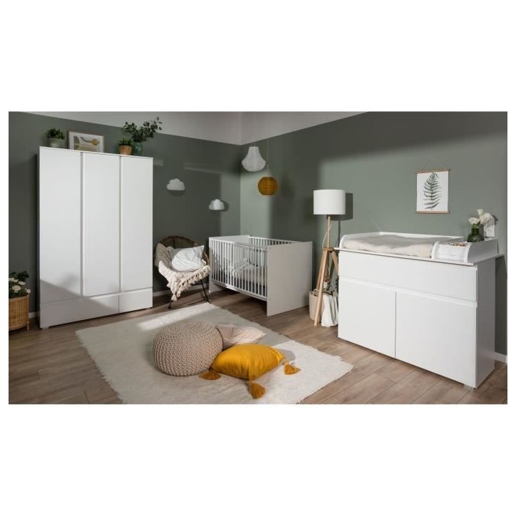 Armoire Image 60A - 2 portes battantes - 2 tiroirs - Blanc Mat - L80 x H191 x P55 cm