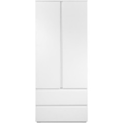 Armoire Image 60A - 2 portes battantes - 2 tiroirs - Blanc Mat - L80 x