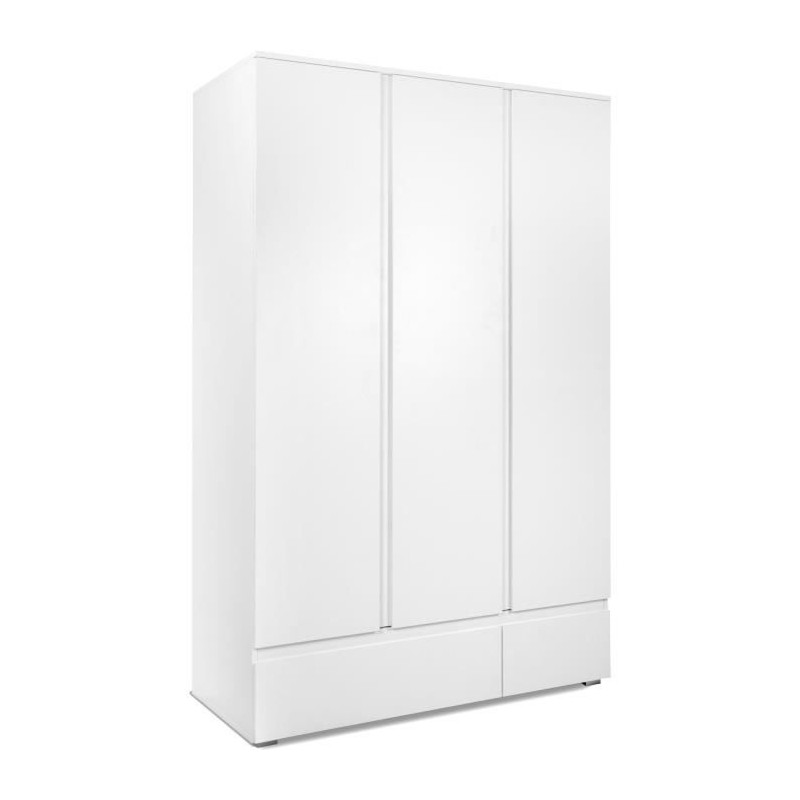 Armoire IMAGE 60B - Décor blanc mat - 3 portes + 2 tiroirs - L121,6 x Armoire IMAGE 60B - Décor blanc mat - 3 portes + 2 tiroirs - L121,6 x