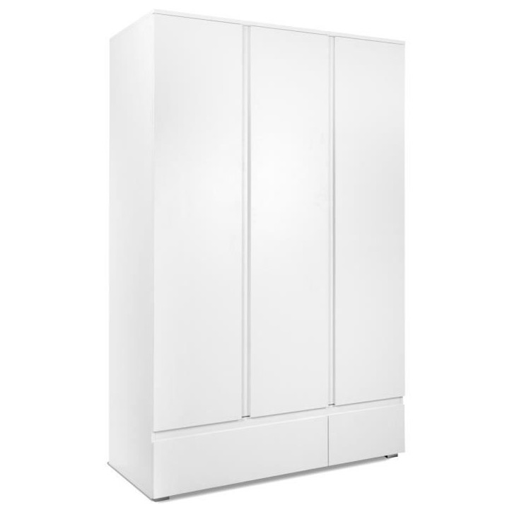 Armoire IMAGE 60B - Décor blanc mat - 3 portes + 2 tiroirs - L121,6 x H191 x P55 cm