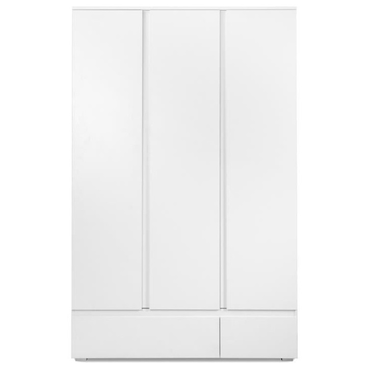 Armoire IMAGE 60B - Décor blanc mat - 3 portes + 2 tiroirs - L121,6 x H191 x P55 cm