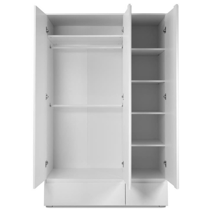 Armoire IMAGE 60B - Décor blanc mat - 3 portes + 2 tiroirs - L121,6 x H191 x P55 cm