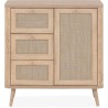 Commode - 3 tiroirs - 1 porte - Décor Cannage - L80,9 x H84 x P40 cm