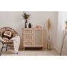 Commode - 3 tiroirs - 1 porte - Décor Cannage - L80,9 x H84 x P40 cm