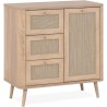Commode - 3 tiroirs - 1 porte - Décor Cannage - L80,9 x H84 x P40 cm