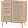 Commode - 3 tiroirs - 1 porte - Décor Cannage - L80,9 x H84 x P40 cm