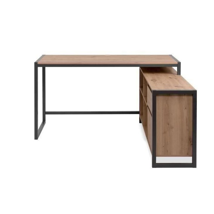 Bureau d'angle réversible Denver - Panneaux de particules - Coloris chene artisan, anthracite - 139 x 75 x 139 cm