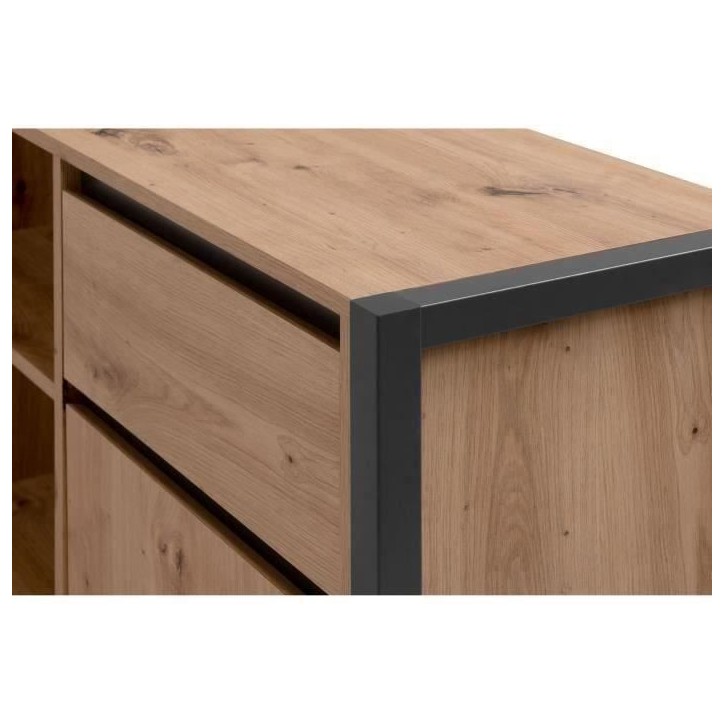 Bureau d'angle réversible Denver - Panneaux de particules - Coloris chene artisan, anthracite - 139 x 75 x 139 cm