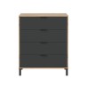 CALICOSY - Commode 4 tiroirs décor chene noueux et gris anthracite -