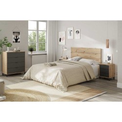 CALICOSY - Commode 4 tiroirs décor chene noueux et gris anthracite -