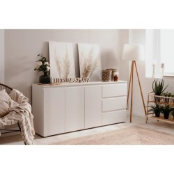 Buffet Capetown - Décor blanc brillant - Panneaux de particules - 3 p
