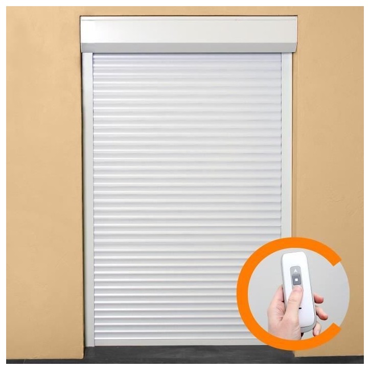 Volet roulant H220 cm x L120 cm PVC recoupable en largeur et hauteur - Manoeuvre électrique radio - Coloris Blanc -