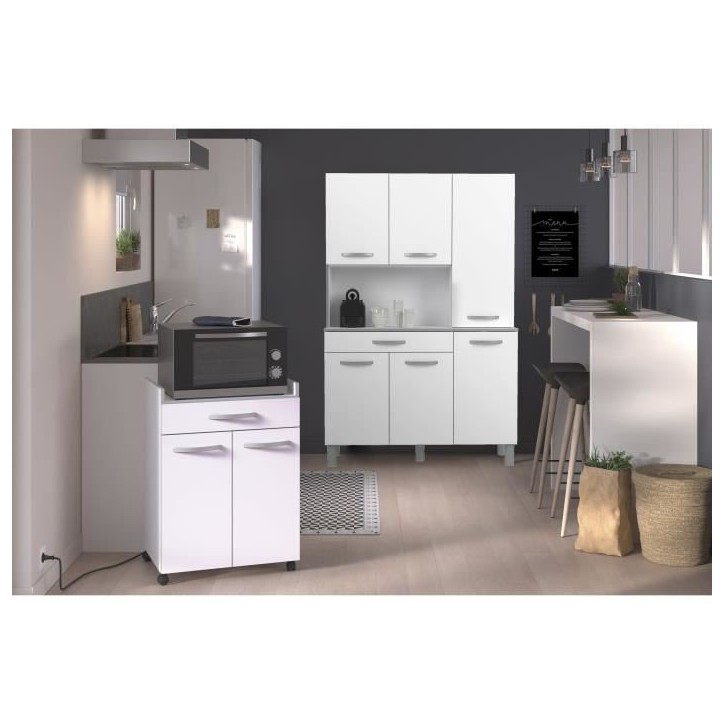 OSLO Buffet de 120 cm - 1 Tiroir et 6 Portes - L 120 x P 40 x H 185 cm - Coloris Blanc OSLO Buffet de 120 cm - 1 Tiroir et 6 Portes - L 120 x P 40 x H 185 cm - Coloris Blanc