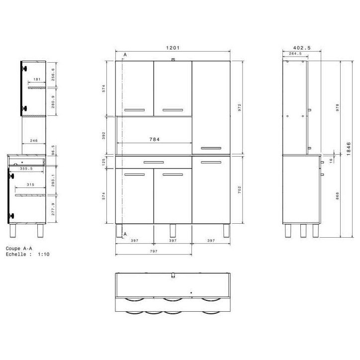 OSLO Buffet de 120 cm - 1 Tiroir et 6 Portes - L 120 x P 40 x H 185 cm - Coloris Blanc OSLO Buffet de 120 cm - 1 Tiroir et 6 Portes - L 120 x P 40 x H 185 cm - Coloris Blanc