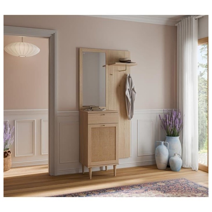 Vestiaire - CALASETTA - Chene - 1 porte - 1 tiroir - 90,4 x 41,4 x 198 cm