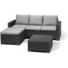 Salon de jardin en résine imitation rotin tressé - Gris graphite - A