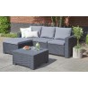 Salon de jardin en résine imitation rotin tressé - Gris graphite - A