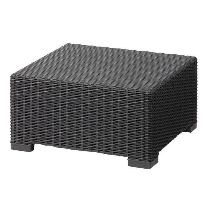 Salon de jardin en résine imitation rotin tressé - Gris graphite - Avec pouf et table basse - KETER - 4 personnes - CALIFORNIA