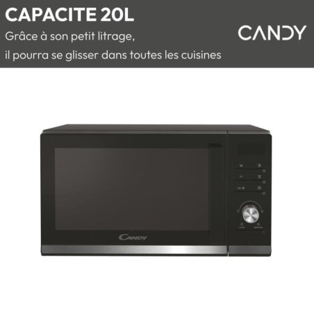 Micro-ondes Gril Candy Moderna CMGA20TNDB 700W 20L Digital Noir - Fonction Décongélation - 11 Niveaux de Puissance - 19 Menus
