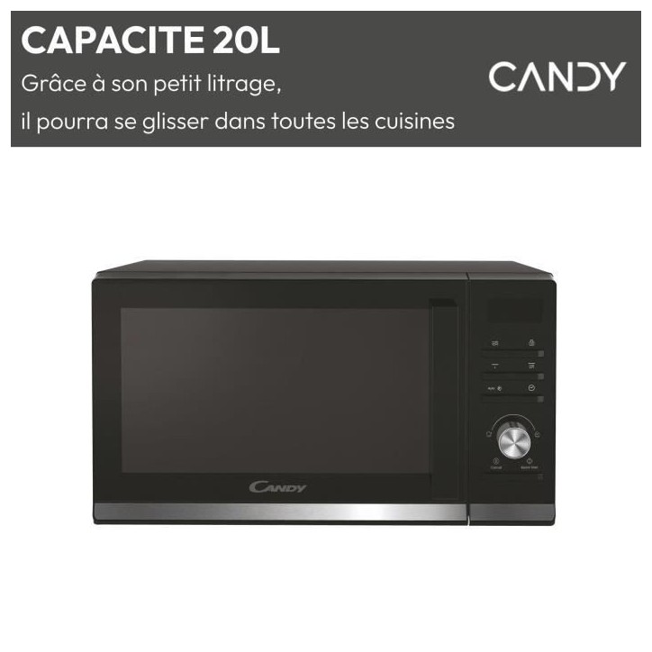 Micro-ondes Gril Candy Moderna CMGA20TNDB 700W 20L Digital Noir - Fonction Décongélation - 11 Niveaux de Puissance - 19 Menus Micro-ondes Gril Candy Moderna CMGA20TNDB 700W 20L Digital Noir - Fonction Décongélation - 11 Niveaux de Puissance - 19 Menus