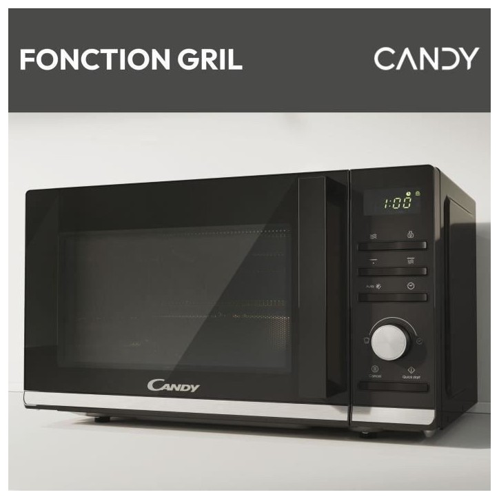 Micro-ondes Gril Candy Moderna CMGA20TNDB 700W 20L Digital Noir - Fonction Décongélation - 11 Niveaux de Puissance - 19 Menus Micro-ondes Gril Candy Moderna CMGA20TNDB 700W 20L Digital Noir - Fonction Décongélation - 11 Niveaux de Puissance - 19 Menus