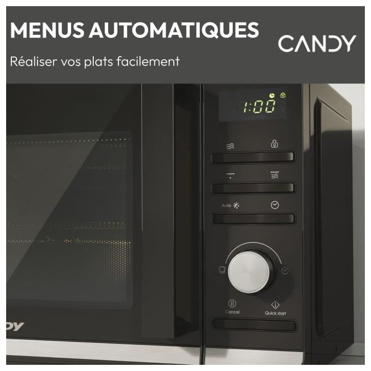Micro-ondes Gril Candy Moderna CMGA20TNDB 700W 20L Digital Noir - Fonction Décongélation - 11 Niveaux de Puissance - 19 Menus Micro-ondes Gril Candy Moderna CMGA20TNDB 700W 20L Digital Noir - Fonction Décongélation - 11 Niveaux de Puissance - 19 Menus