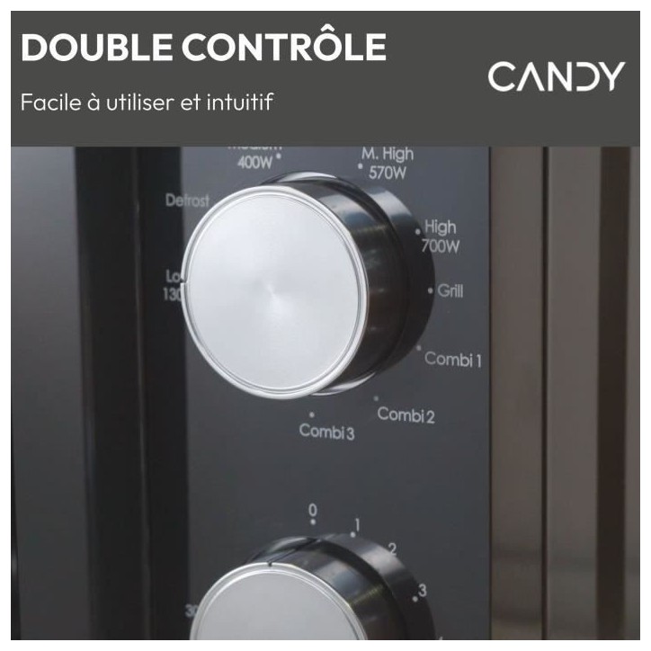 CMG20TNMB Micro-ondes Gril CANDY Moderna 20L 700W - Gril 900W - UI mécanique 6 niveaux de puissance - Fonction Décongélation CMG20TNMB Micro-ondes Gril CANDY Moderna 20L 700W - Gril 900W - UI mécanique 6 niveaux de puissance - Fonction Décongélation