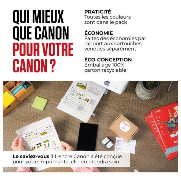Cartouche d'encre - CANON - PGI-580/CLI-581 PGBK/C/M/Y/BK (2078C007) - Noir pigmenté, noir, cyan, magenta, jaune - Pack de 5
