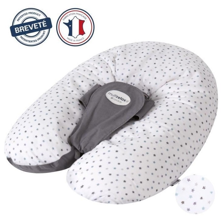 Coussin de maternité - CANDIDE - Multirelax - Polyester / Coton - Gris / Etoiles
