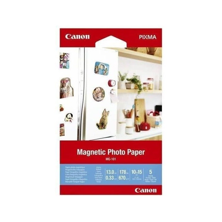 Papier d'impression Canon Papier photo magnétique MG-101 A6 - 5 Feuilles - 670g/m²