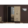 Armoire - Chene / Noir - 4 portes 2 tiroirs - 162 x 52,1 x 199,2 cm -