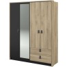 Armoire - Chene / Noir - 4 portes 2 tiroirs - 162 x 52,1 x 199,2 cm -