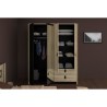Armoire - Chene / Noir - 4 portes 2 tiroirs - 162 x 52,1 x 199,2 cm -