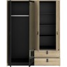 Armoire - Chene / Noir - 4 portes 2 tiroirs - 162 x 52,1 x 199,2 cm -