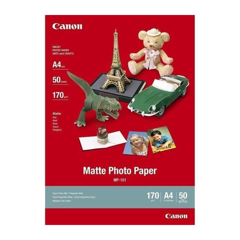 Papier photo mat CANON MP-101 170g/m2 - Format A4 - 50 feuilles