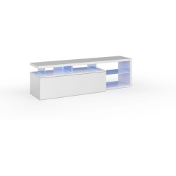 Meuble TV réversible BLUE-TECH - Mélaminé blanc laqué - 1 Porte ab