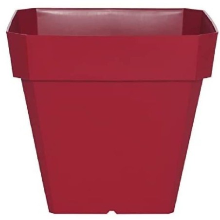 RIVIERA Pot de fleurs carré Soleilla en plastique - 49 x 49 x H 50 cm - 65 L - Rouge