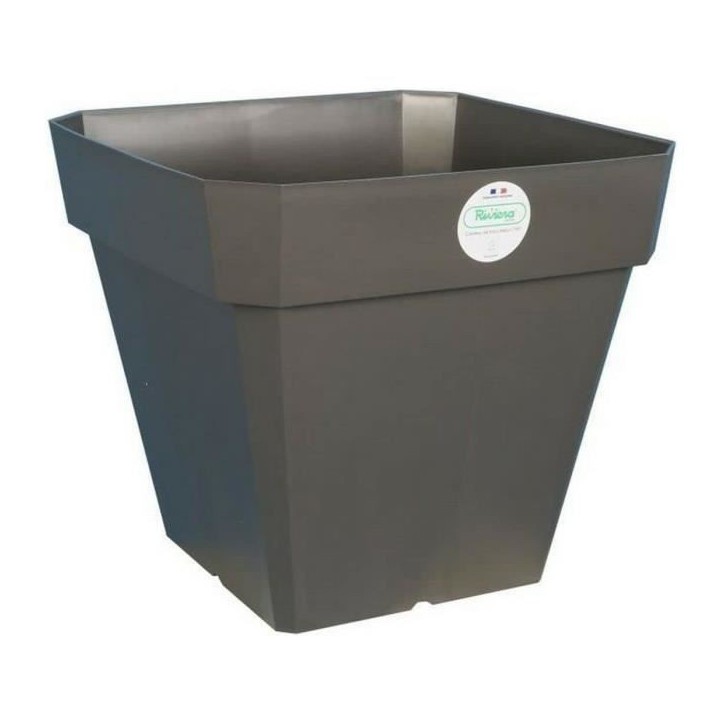 RIVIERA Pot de fleurs carré Soleilla en plastique - 49 x 49 x H 45 cm - 65 L - Gris pailleté RIVIERA Pot de fleurs carré Soleilla en plastique - 49 x 49 x H 45 cm - 65 L - Gris pailleté