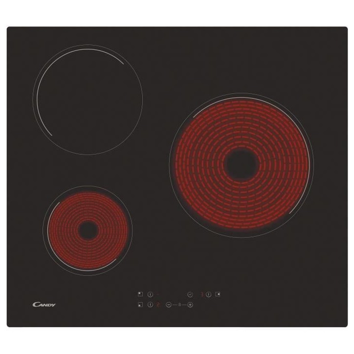 Plaque de cuisson vitrocéramique CANDY CH63CT - 3 foyers - Noir Plaque de cuisson vitrocéramique CANDY CH63CT - 3 foyers - Noir