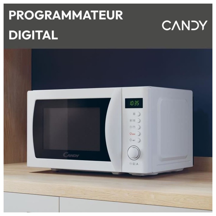 Micro-ondes Candy Idea CMWA20SDLW 700W Digital 20L Blanc - Fonction Décongélation - 5 Niveaux de Puissance - 8 Menus Automatiq Micro-ondes Candy Idea CMWA20SDLW 700W Digital 20L Blanc - Fonction Décongélation - 5 Niveaux de Puissance - 8 Menus Automatiq