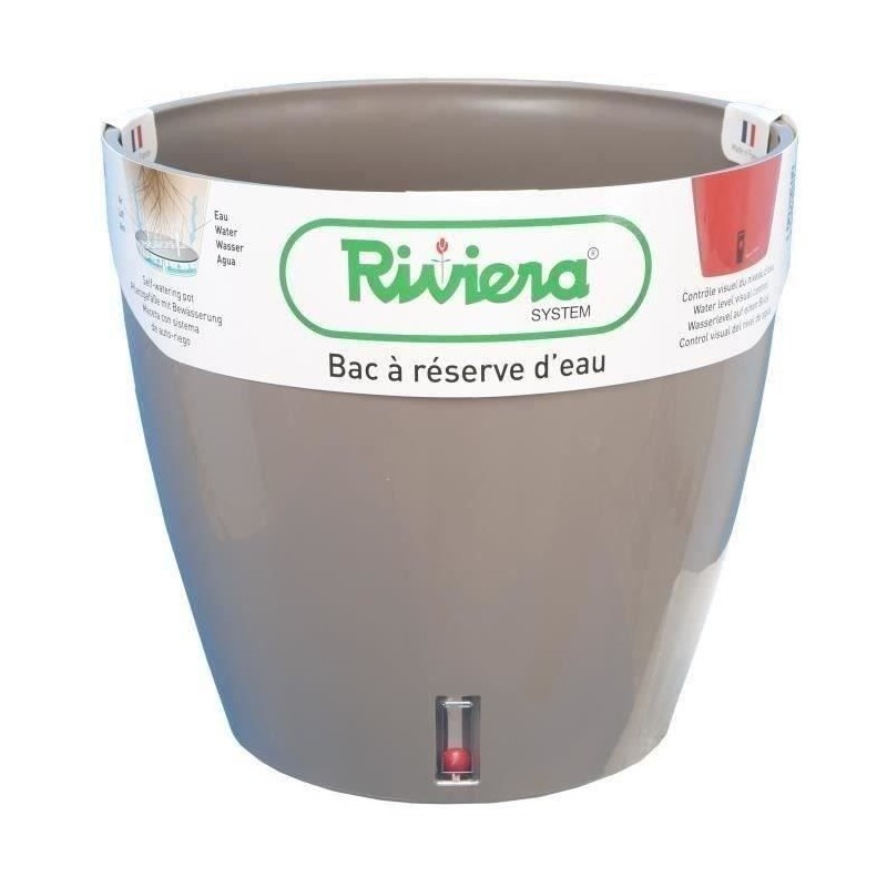 Pot de fleur rond en plastique - RIVIERA - EVA NEW - Avec réserve d'e Pot de fleur rond en plastique - RIVIERA - EVA NEW - Avec réserve d'e