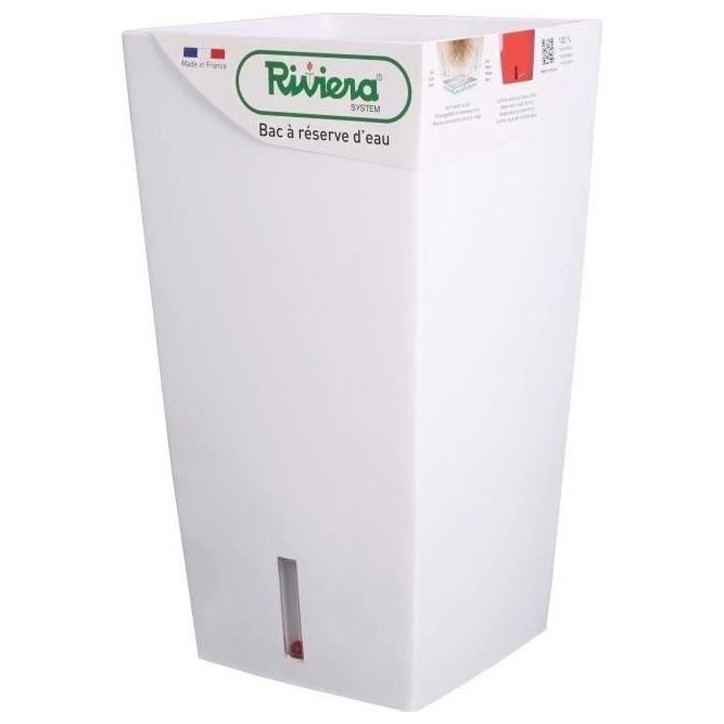 RIVIERA Pot de fleurs carré Eva New en plastique - 28 x 28 x H 52 cm - 31 L - Blanc RIVIERA Pot de fleurs carré Eva New en plastique - 28 x 28 x H 52 cm - 31 L - Blanc