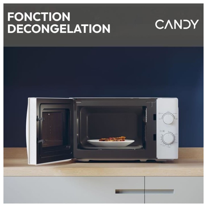 CMW20SMW Micro-ondes Mono CANDY Idea - 20L - MO : 700W - UI mécanique - 5 niveaux de puissance - Blanc CMW20SMW Micro-ondes Mono CANDY Idea - 20L - MO : 700W - UI mécanique - 5 niveaux de puissance - Blanc