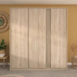 Armoire de chambre - Décor Chene - 3 portes - 185 x 52 x 203 cm - PAR