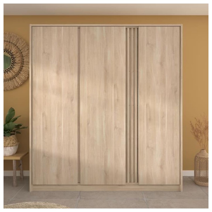 Armoire de chambre - Décor Chene - 3 portes - 185 x 52 x 203 cm - PARISOT Armoire de chambre - Décor Chene - 3 portes - 185 x 52 x 203 cm - PARISOT