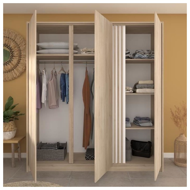 Armoire de chambre - Décor Chene - 3 portes - 185 x 52 x 203 cm - PARISOT Armoire de chambre - Décor Chene - 3 portes - 185 x 52 x 203 cm - PARISOT