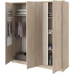 Armoire de chambre - Décor Chene - 3 portes - 185 x 52 x 203 cm - PAR