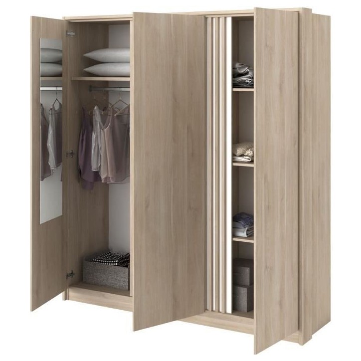 Armoire de chambre - Décor Chene - 3 portes - 185 x 52 x 203 cm - PARISOT Armoire de chambre - Décor Chene - 3 portes - 185 x 52 x 203 cm - PARISOT