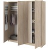Armoire de chambre - Décor Chene - 3 portes - 185 x 52 x 203 cm - PAR