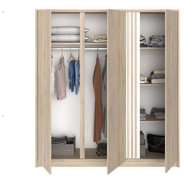 Armoire de chambre - Décor Chene - 3 portes - 185 x 52 x 203 cm - PARISOT Armoire de chambre - Décor Chene - 3 portes - 185 x 52 x 203 cm - PARISOT